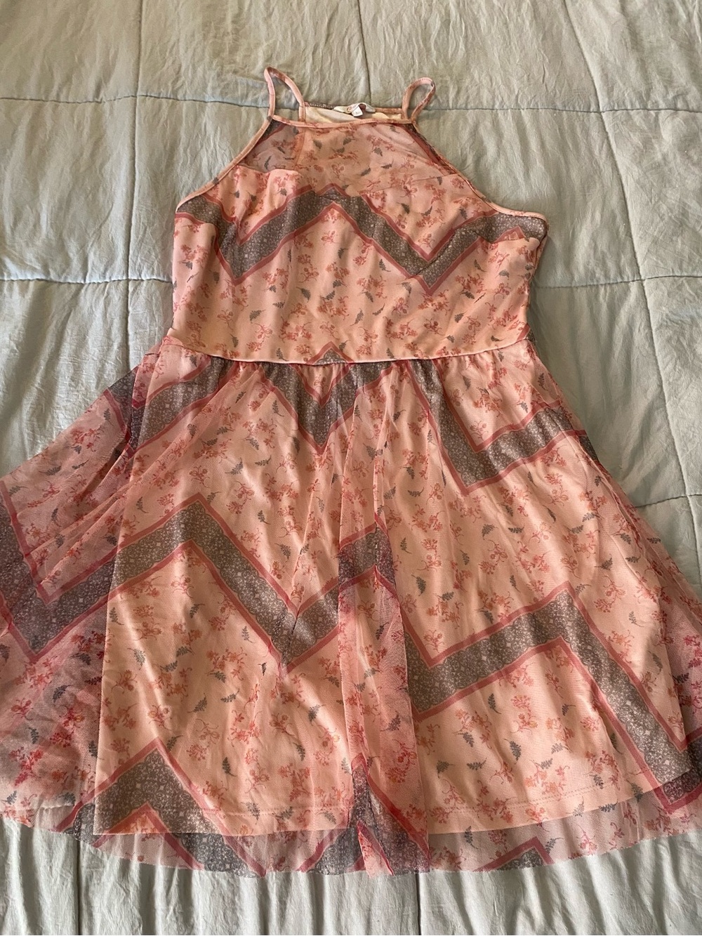 Candie's Pink Floral Chevron Halter Dress